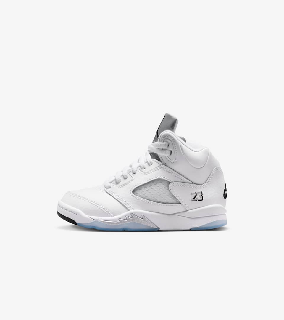 リトルキッズ ジョーダン 5 レトロ OG(White and Metallic Silver)の商品画像