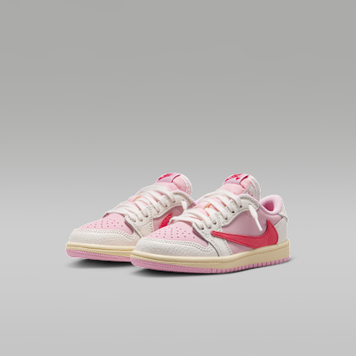 リトルキッズ ジョーダン 1 LOW x トラヴィス スコット(Shy Pink and Tropical Pink)[IQ7605-101]の商品画像(5枚目)
